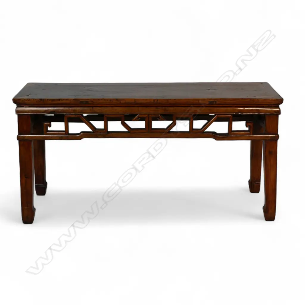 An early 19thC Chinese c.1850 low hardwood bench, Image 1++